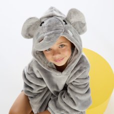 18C1090: Kids Novelty Elephant Oversized Plush Hoodie (One Size - 3-6 Years)
