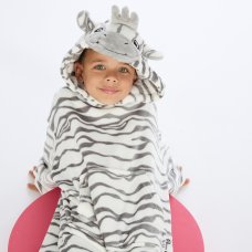 18C1091: Kids Novelty Zebra Oversized Plush Hoodie (One Size - 3-6 Years)