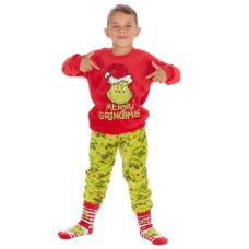 18C933: Kids Christmas Grinch Plush Fleece  Lounge/ Pyjama Set (2-6 Years)