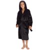 18C991: Older Kids Plain Black Plush Dressing Gown (9-16 Years)