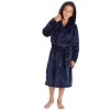 18C992: Older Kids Plain Navy Plush Dressing Gown (9-16 Years)