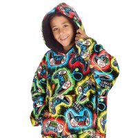 18C995: Kids Plush Oversized Hoodie- Gamer (One Size - 7-13 Years)