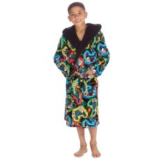 18C997: Older Kids Gaming Plush Dressing Gown With Borg Hood lining (7-13 Years)