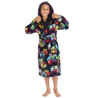 18C998: Older Kids Gaming Plush Dressing Gown With Borg Hood lining (7-13 Years)