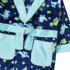 18C273: Infant Boys All Over Print Dinosaur Dressing Gown (2-6 Years)