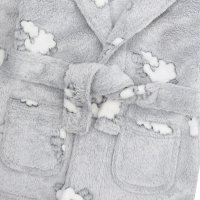 18C634: Baby Embossed All Over Print Lambs Hooded Dressing Gown (0-12 Months)