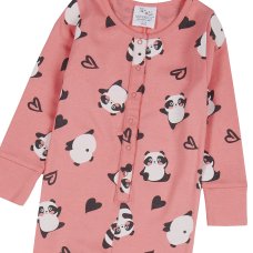 18C626: Infant Girls All Over Print Panda Cotton Jersey Onesie (2-6 Years)