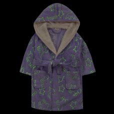 18C643: Infant Girls Glow In The Dark Plush Dressing Gown with Borg Trim (2-6 Years)