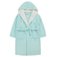 18C657: Older Girls Plain Mint Dressing Gown With Borg Trim (7-13 Years)