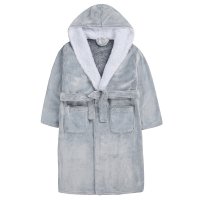 18C664: Older Girls Luxury Frosted Dressing Gown With Borg Trim (9-13 Years)