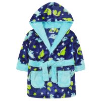 18C756: Baby All Over Print Dinosaur Hooded Dressing Gown (6-24 Months)