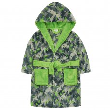 18C757: Infant Boys All Over Pixels Camo Plush Dressing Gown (2-6 Years)