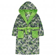 18C758: Older Boys All Over Pixels Camo Plush Dressing Gown (7-13 Years)