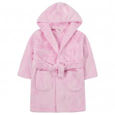 18C762: Infant Girls Plain Pink Plush Dressing Gown (2-6 Years)