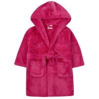 18C764: Infant Girls Plain Hot Pink Plush Dressing Gown (2-6 Years)