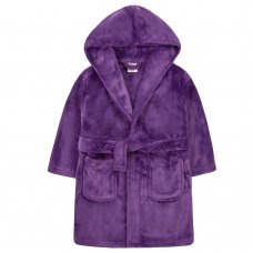 18C768: Infant Girls Plain Purple Plush Dressing Gown (2-6 Years)