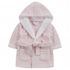 18C800: Baby Circles Dressing Gown With Borg Trim- Pink (0-12 Months)