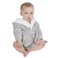 18C801: Baby Circles Dressing Gown With Borg Trim-Grey (0-12 Months)