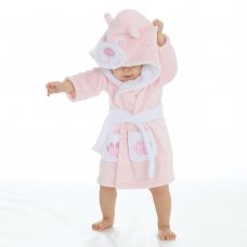 18C823: Baby Novelty Pink Teddy Dressing Gown (6-24 Months)