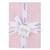 19C203P: Baby Gift Soft Handle Pink Cellular Blanket- Flat Packed