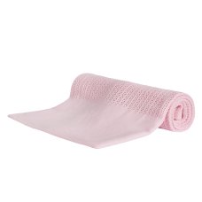 19C214: Baby Luxury Heavy Knit Cellular Panel Blanket-Pink (70 x 105 cm)