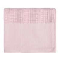19C214: Baby Luxury Heavy Knit Cellular Panel Blanket-Pink (70 x 105 cm)