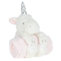 19C218: Baby Unicorn Toy & Embossed Blanket Set