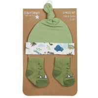 19C220: Baby Boys Novelty Dinosaur Hat & Socks Set (0-6 Months)