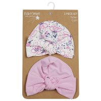 19C221: Baby Girls 2 Piece Turban Hat Set (0-6 Months)