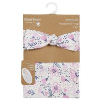 19C222: Baby Girls Floral Headband & Swaddle Wrap Set (0-6 Months)