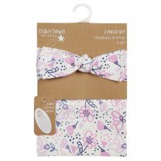 19C222: Baby Girls Floral Headband & Swaddle Wrap Set (0-6 Months)