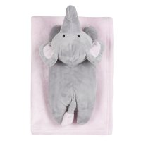 19C230: Baby Luxury Plush Blanket With Elephant Toy- Pink