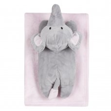 19C230: Baby Luxury Plush Blanket With Elephant Toy- Pink