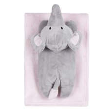 19C230: Baby Luxury Plush Blanket With Elephant Toy-Pink