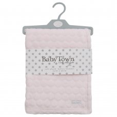 19C244: Baby Embossed Circles Plush Blanket-Pink