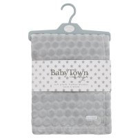 19C245: Baby Embossed Circles Plush Blanket-Grey