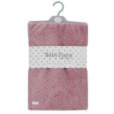 19C249: Baby Textured Plush Blanket-Dusky Pink