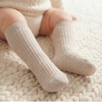 BW-61-2243T: Baby 3/4 Length Socks - Taupe