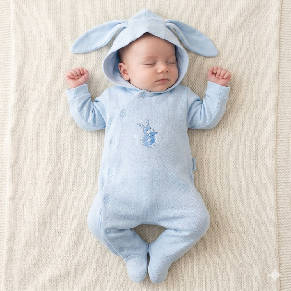 BIS-2020-2557: Baby Boys All in One with Hood - Bunny (NB-6 Months) BIS-2020-2557: Baby Boys All in One with Hood - Bunny (NB-6 Months)