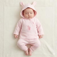 BIS-2020-2559: Baby Girls 2 Pieces Set with Hood - Bunny (NB-6 Months)