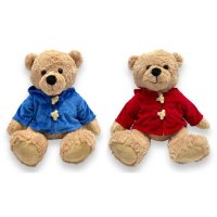 30423-10: 25CM BILLIE BEAR WITH DUFFLE COAT (2 COLOURS)