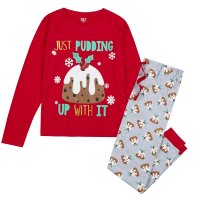 34B1675: Ladies Christmas Pudding Pyjama (S-XL)
