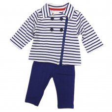 42031: Baby Girls Stripe, Soft Fleece Jacket & Legging Outfit (0-12 Months)