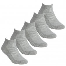 42B715: Kids 5 Pack Sport Trainer Liner Socks- Grey (Assorted Sizes)