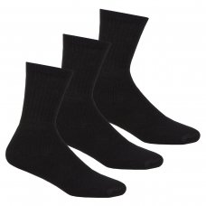 42B327: Kids 3 Pack Black Sports Socks