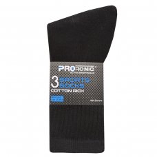 42B327: Kids 3 Pack Black Sports Socks
