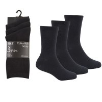 3 Pack Children's Cotton Rich Plain School Socks-Black