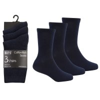 3 Pack Children's Cotton Rich Plain School Socks-Navy