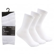 3 Pack Children's Cotton Rich Plain School Socks-White