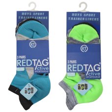 42B608: Boys 3 Pair Sport Trainer Liner Socks (Assorted Sizes)